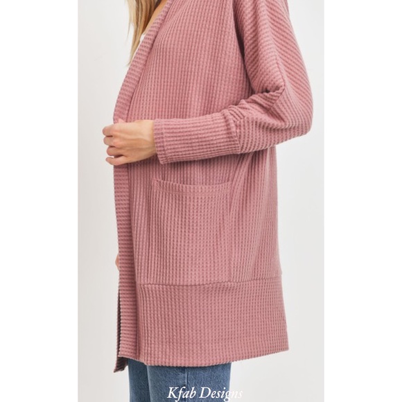 ❤️ LAST 2! Mauve Super Soft Brushed Thermal Relaxed Fit Pocket Cardigan! - Picture 7 of 7